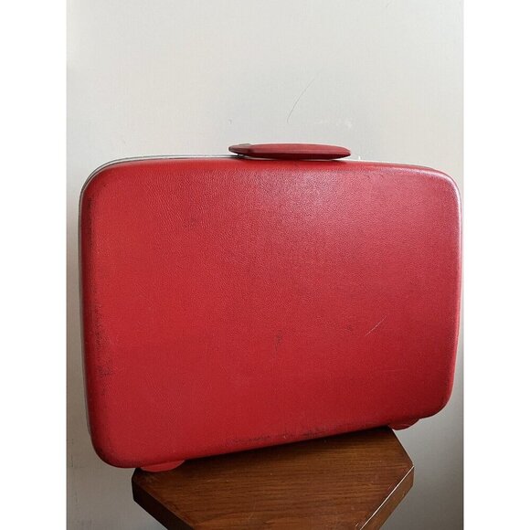 Samsonite Vintage 1960s Red Hard Shell Handheld Carry-on Luggage - Picture 1 of 16
